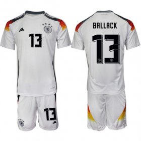 Cheap Men\'s Germany #13 Michael Ballack White 2024-25 Home Soccer Jersey Suit