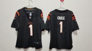 Cheap Women's Cincinnati Bengals #1 Ja'Marr Chase Black Vapor Football Stitched Jersey(Run Small)