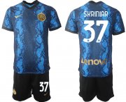 Wholesale Cheap Men 2021-2022 Club Inter Milan home blue 37 Nike Soccer Jersey