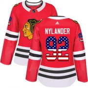 Wholesale Cheap Adidas Blackhawks #92 Alexander Nylander Red Home Authentic USA Flag Women's Stitched NHL Jersey