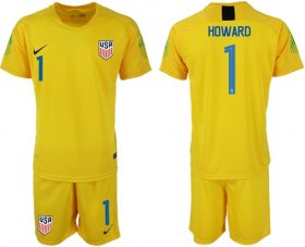 Wholesale Cheap USA #1 Howard Yellow Goalkeeper Soccer Country Jersey