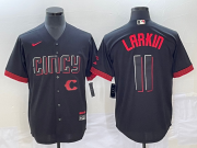 Wholesale Cheap Men's Cincinnati Reds #11 Barry Larkin Black 2023 City Connect Cool Base Stitched Jersey