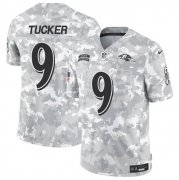 Cheap Men's Baltimore Ravens #9 Justin Tucker 2024 F.U.S.E. Arctic Camo Salute to Service Limited Football Stitched Jersey