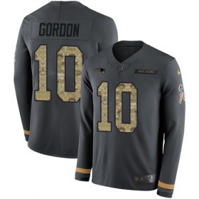 Wholesale Cheap Nike Patriots #10 Josh Gordon Anthracite Salute to Service Youth Stitched NFL Limited Therma Long Sleeve Jersey