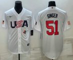 Cheap Men's USA Baseball #51 Brady Singer 2023 White World Baseball Classic Stitched Jersey