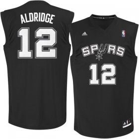 Wholesale Cheap San Antonio Spurs 12 LaMarcus Aldridge Black Fashion Replica Jersey