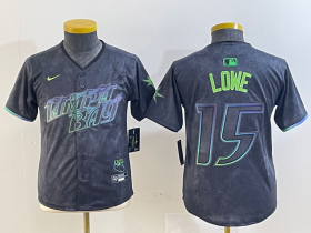 Cheap Youth Tampa Bay Rays #15 Josh Lowe Charcoal 2024 City Connect Limited Stitched Jersey