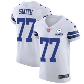 Wholesale Cheap Nike Cowboys #77 Tyron Smith White Men\'s Stitched With Established In 1960 Patch NFL New Elite Jersey