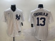 Cheap Men's New York Yankees #13 Jazz Chisholm Jr. White Cool Base Stitched Baseball Jersey