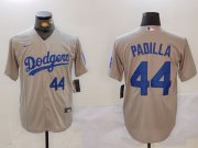 Men's Los Angeles Dodgers #44 Vicente Padilla Number Grey Cool Base Stitched Jerseys