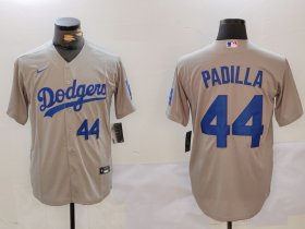 Men\'s Los Angeles Dodgers #44 Vicente Padilla Number Grey Cool Base Stitched Jerseys