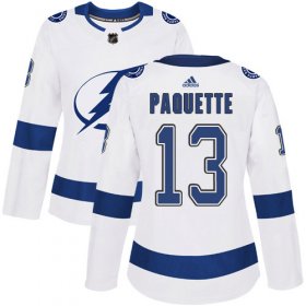 Cheap Adidas Lightning #13 Cedric Paquette White Road Authentic Women\'s Stitched NHL Jersey