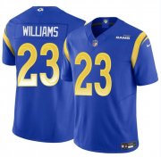 Cheap Men's Los Angeles Rams #23 Kyren Williams Blue 2024 Vapor Untouchable Stitched Football Jersey