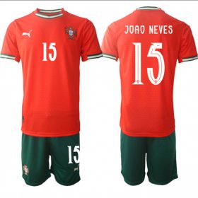 Cheap Men\'s Portugal Team #15 Joao Neves 2025 Red Home Soccer Jersey Suit