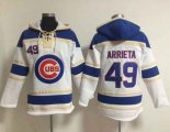 Wholesale Cheap Cubs #49 Jake Arrieta White Sawyer Hooded Sweatshirt MLB Hoodie