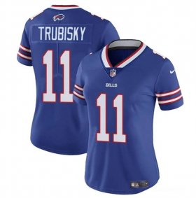 Cheap Women\'s Buffalo Bills #11 Mitch Trubisky Blue Vapor Stitched Football Jersey(Run Small)