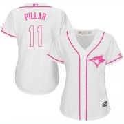 Wholesale Cheap Blue Jays #11 Kevin Pillar White/Pink Fashion Women's Stitched MLB Jersey