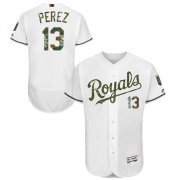 Wholesale Cheap Royals #13 Salvador Perez White Flexbase Authentic Collection Memorial Day Stitched MLB Jersey