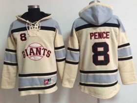 Wholesale Cheap Giants #8 Hunter Pence Cream Sawyer Hooded Sweatshirt MLB Hoodie