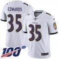 Wholesale Cheap Nike Ravens #35 Gus Edwards White Youth Stitched NFL 100th Season Vapor Untouchable Limited Jersey