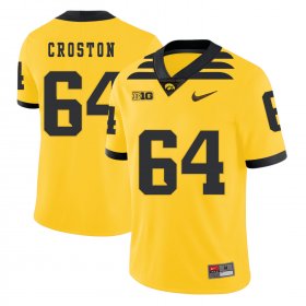 Wholesale Cheap Iowa Hawkeyes 64 Cole Croston Yellow College Football Jersey