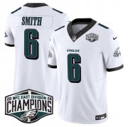 Cheap Men's Philadelphia Eagles #6 DeVonta Smith White 2024 New NFC East Champions F.U.S.E. Vapor Untouchable Limited Stitched Football Jersey