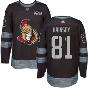 Wholesale Cheap Adidas Senators #81 Ron Hainsey Black 1917-2017 100th Anniversary Stitched NHL Jersey