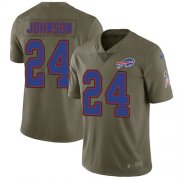 Wholesale Cheap Nike Bills #24 Taron Johnson Olive Men's Stitched NFL Limited 2017 Salute To Service Jersey