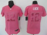 Wholesale Cheap Nike Colts #12 Andrew Luck Pink Sweetheart Women's Stitched NFL Elite Jersey