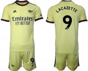 Cheap Arsenal F.C #9 Lacazette Away Soccer Jersey with Shorts