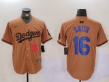 Cheap Men's Los Angeles Dodgers #16 Will Smith NUmber Olive Cool Base Limited Stitched Jersey