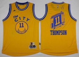 Wholesale Cheap Golden State Warriors #11 Klay Thompson Revolution 30 Swingman 2015-16 Retro Gold Jersey