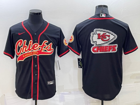 Wholesale Cheap Men\'s Kansas City Chiefs Black Team Big Logo With Patch Cool Base Stitched Baseball Jersey