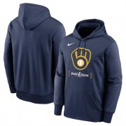 Men's Milwaukee Brewers Navy 2024 Postseason Collection Therma Pullover Hoodie