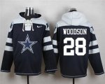 Wholesale Cheap Nike Cowboys #28 Darren Woodson Navy Blue Player Pullover NFL Hoodie