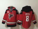 Cheap Men's Atlanta Falcons #8 Kyle Pitts Red Ageless Must-Have Lace-Up Pullover Hoodie