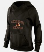 Wholesale Cheap Women's Cincinnati Bengals Heart & Soul Pullover Hoodie Black