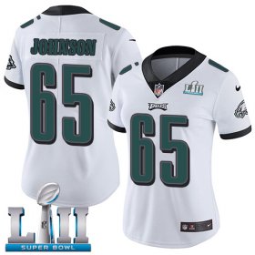 Wholesale Cheap Nike Eagles #65 Lane Johnson White Super Bowl LII Women\'s Stitched NFL Vapor Untouchable Limited Jersey