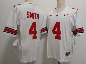 Cheap Men\'s Ohio State Buckeyes #4 Jeremiah Smith White FUSE College Football Jersey