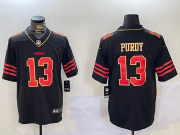 Cheap Men's San Francisco 49ers #13 Brock Purdy Black Golden Edition Stitched Nike Limited Jersey