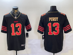 Cheap Men\'s San Francisco 49ers #13 Brock Purdy Black Golden Edition Stitched Nike Limited Jersey