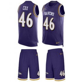 Wholesale Cheap Nike Ravens #46 Morgan Cox Purple Team Color Men\'s Stitched NFL Limited Tank Top Suit Jersey