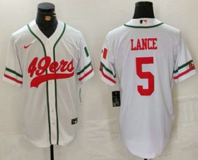 Men\'s San Francisco 49ers #5 Trey Lance White Mexico Cool Base Stitched Baseball Jersey