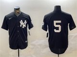 Cheap Men's New York Yankees #5 Joe DiMaggio Black With Patch Cool Base Stitched Baseball Jersey