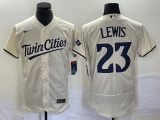 Wholesale Cheap Men's Minnesota Twins #23 Royce Lewis Cream Flex Base Stitched Baseball Jersey