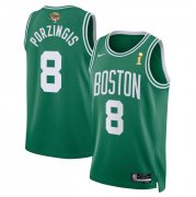 Wholesale Cheap Men's Boston Celtics #8 Kristaps Porzingis Kelly Green 2024 Finals Champions Icon Edition Stitched Basketball Jersey