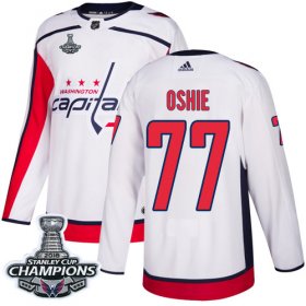 Wholesale Cheap Adidas Capitals #77 T.J. Oshie White Road Authentic Stanley Cup Final Champions Stitched NHL Jersey