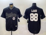 Cheap Men's Dallas Cowboys #88 CeeDee Lamb Black With Patch Cool Base Stitched Baseball Jersey