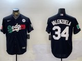 Cheap Men's Los Angeles Dodgers #34 Toro Valenzuela Black Mexico 2024 World Series With No. 34 Patch Cool Base Stitched Baseball Jersey