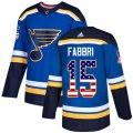 Wholesale Cheap Adidas Blues #15 Robby Fabbri Blue Home Authentic USA Flag Stitched NHL Jersey